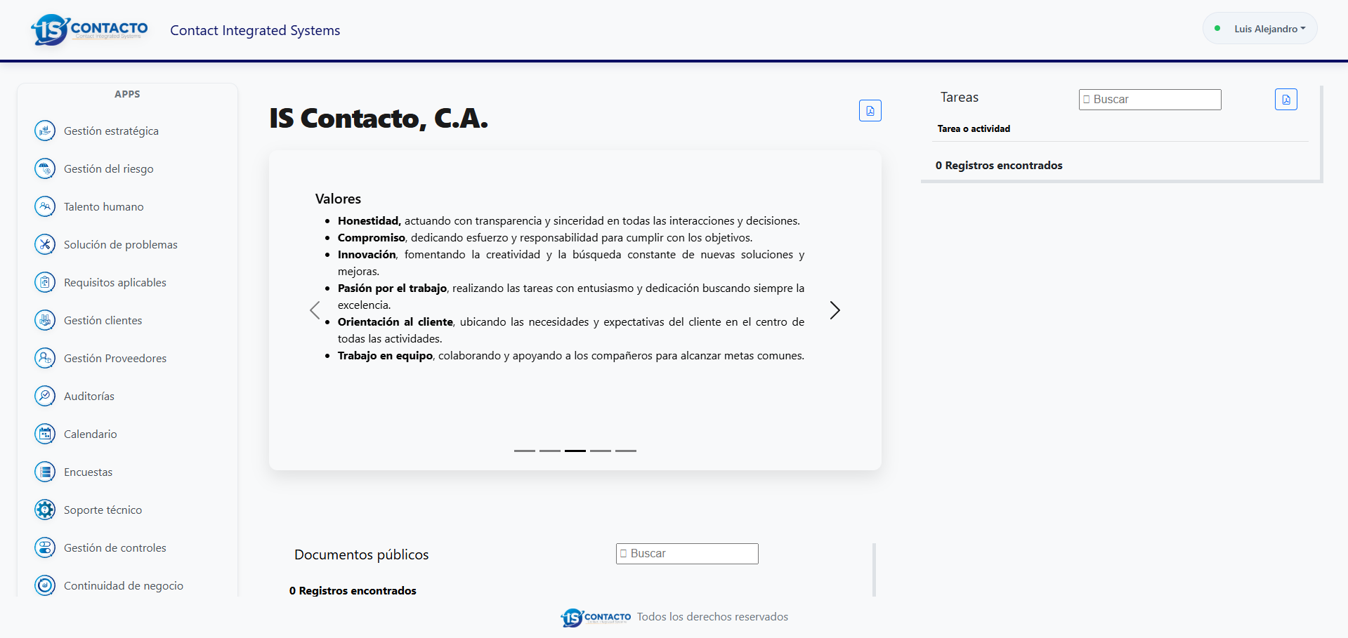 Captura del software IS Contacto